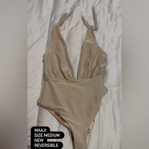 Maaji reversible' One-Piece Swimsuit in Shimmery Beige gold medium
